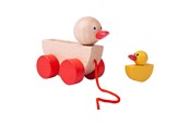Zabawki dla niemowlat - Bigjigs Wooden Pull Animal Duck with Chick - BJ770
