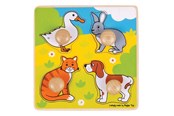 Puzzle - Bigjigs Wooden My First Knob Puzzle Pets - 4 pcs. Drewniany - BJ224