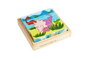 Zabawki dla niemowlat - Bigjigs Wooden Block Puzzle Dinosaur - 9 pcs. - BJ513