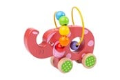 Zabawki dla niemowlat - Bigjigs Wooden Push Elephant with Bead Spiral - BB071