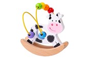Zabawki dla niemowlat - Bigjigs Wooden Swinging Cow with Bead Spiral - BB072