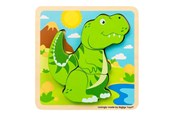 Zabawki dla niemowlat - Bigjigs Wooden Shape Puzzle T-Rex - 4 pcs. - 38036