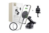 Telefon - Adapter i Ładowarka - Tech-Protect MM15W-V7 QI2 Car Mount with Induction Charger - Black - 5906302375899