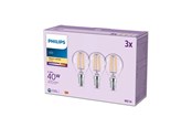 Zarówka LED - Philips Żarówka światła LED P45 4,3W/827 (40W) Clear 3-pack E14 - 929001890493