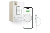Telefon - Adapter i Ladowarka - Tech-Protect QI15W-A44 Magnetic Wireless Charger with MagSafe - White - 5906302380329