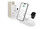 Telefon - Adapter i Ładowarka - Tech-Protect QI15W-A41 3in1 Wireless Charger with MagSafe for Apple Devices - White - 5906302380145