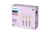 Zarówka LED - Philips Żarówka światła LED B35 3,4W/827 (40W) Clear 3-pack E14 - 929004589661
