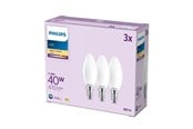 Zarówka LED - Philips Żarówka światła LED B35 3,4W/827 (40W) Frosted 3-pack E14 - 929004589761