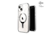 Telefon - Pokrowiec i etui - Speck Presidio Perfect-Clear Grip ClickLock & MagSafe - iPhone 17e / 16e / 15 / 14 / 13 Case - Clear / Chrome Finish / Serene Silver - 150443-3199