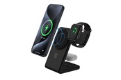 Telefon - Adapter i Ładowarka - CRONG MagSpot Pivot Stand - 3-in-1 Wireless Charger with MagSafe for iPhone Apple Watch and AirPods - Black - CRG-MSPS-BLK