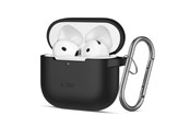Telefon - Pokrowiec i etui - Tech-Protect Silicone Hook Case for AirPods 4 - Black - 5906302370047