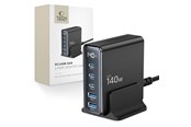 Telefon - Adapter i Ladowarka - Tech-Protect DC140W-GAN 5-PORT PD140W/QC3.0 Charging Station - Black - 5906302375455