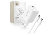 Telefon - Adapter i Ładowarka - Tech-Protect NC45W-GAN 2-PORT PD45W + TYPE-C CABLE - White - 5906302372409
