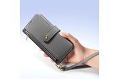 Telefon - Pokrowiec i etui - Dux Ducis Lava Leather Case for Samsung Galaxy S25+ with Detachable Magnetic Wallet - Grey - 6971824162257
