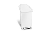 Akcesoria łazienkowe - Simplehuman 10L slim pedal bin white plastic - CW1332