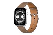 Smartwatch, zegarek i opaska sportowa - Colmi C28 Smartwatch Brown Leather Strap - C28-silver/brown