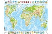 Puzzle - Larsen Puzzles Puzzle World Map Physical - 80 pieces Maxi (36.5x28.5 cm) Podłoga - K4