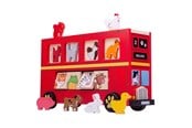 Zabawki dla niemowlat - Bigjigs Wooden Shape Sorter Red Animal Bus - 21 pcs. - BJ692
