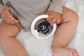Zabawki dla niemowlat - Akuku Baby rattle black/white BEAR - A0467