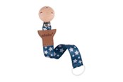 Akcesoria dla niemowlat - Akuku The soother band with clip SILVER STARS - A0584