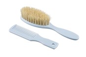 Akcesoria dla niemowlat - Akuku Comb and brush with natural bristle BLUE - A0457
