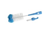 Akcesoria dla niemowlat - Akuku Bottle cups and nipple brush with sponge BLUE - A0574