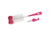 Akcesoria dla niemowlat - Akuku Bottle cups and nipple brush with sponge PINK - A0575