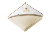 Akcesoria dla niemowlat - Akuku Baby hooded towel 100 x 100 cm ECRU/BEAR - A1252
