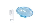 Akcesoria dla niemowlat - Akuku Silicone toothbrush and gums massager in case BLUE - A0263