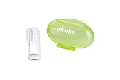 Akcesoria dla niemowlat - Akuku Silicone toothbrush and gums massager in case - A0264