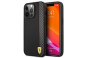 Telefon - Pokrowiec i etui - Ferrari iPhone 13 Pro Max Cover Carbon Effect Metal Logo Vertical Stripe - Black - 3666339026585