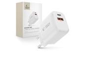 Telefon - Adapter i Ladowarka - Tech-Protect NCA45W-GAN AC Charger 2-Ports USB-C / USB-A 45W - White - 5906302335985