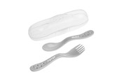 Akcesoria dla niemowlat - Akuku Cutlery set in case grey - A0073