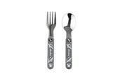 Akcesoria dla niemowlat - Akuku Stainless steel spoon and fork GREY - A0100
