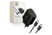 Telefon - Adapter i Ładowarka - Tech-Protect  NCA45W-GAN 2-Ports 45W AC Charger with USB-C Cable - Black - 5906302336005