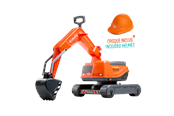 Zabawki na zewnątrz - Orange Koparka w tym kask Kubota - 808-091