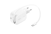 Telefon - Adapter i Ladowarka - Belkin BoostCharge 45W USB-C with Retractable USB-C Wall Charger - PPS - WCH023KQWH