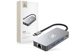 USB hub - Tech-Protect HB05 HUB 9in1 USB-C + USB2.0 + USB3.0 + HDMI 4K 60HZ + SD / TF + PD100W + RJ45 - Grey USB hub - 9 - USB 3.0 - Szary - 5906302360543