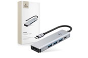 USB hub - Tech-Protect HB01 HUB Adapter 5in1 USB-C + USB3.0 + HDMI 4K 60Hz + PD100W - Grey USB hub - 5 - USB 3.0 - Szary - 5906302360529