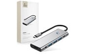 USB hub - Tech-Protect HB04 HUB Adapter 9in1 USB-C + USB2.0 + USB3.0 + HDMI 4K 60Hz + SD / TF + PD100W + AV3.5 - Grey USB hub - 5 - USB 3.0 - Szary - 5906302360536