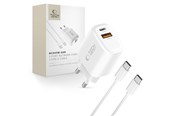 Telefon - Adapter i Ładowarka - Tech-Protect NCA45W-GAN 2-Port 45W AC Charger with USB-C Cable - White - 5906302352814