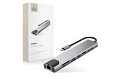 USB hub - Tech-Protect USB Hub HB09 8in1 TYPE-C + USB-A 3.0 + USB-C 3.0 + HDMI 4K 60HZ + SD/TF + PD100W + RJ45 1000 MB/S - Grey USB hub - 8 - USB 3.0 - Szary - 5906302340033