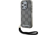 Telefon - Pokrowiec i etui - Karl Lagerfeld IML Mono KL Pattern & Cord case for iPhone 15 Pro - black - 3666339258269
