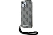 Telefon - Pokrowiec i etui - Karl Lagerfeld IML Mono KL Pattern & Cord case for iPhone 15 / 14 / 13 - black - 3666339258245