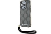 Telefon - Pokrowiec i etui - Karl Lagerfeld IML Mono KL Pattern & Cord case for iPhone 15 Pro Max - black - 3666339258276