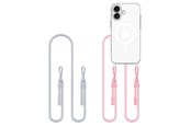 Telefon - Inne akcesoria - Tech-Protect Flexair Chain MagSafe Case for iPhone 16 - Clear + 2 Lanyards (Pink & Gray) - 5906302380206