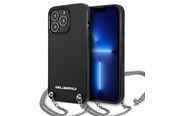 Telefon - Pokrowiec i etui - Karl Lagerfeld Leather Textured and Chain Case for iPhone 13 Pro Max 6.7" - Black - 3666339049959