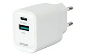 Telefon - Adapter i Ladowarka - Deltaco USB GaN Wall Charger PD 35W | 1x USB-A | 1x USB-C | PPS + Samsung SFC 25W | White - USBC-AC159