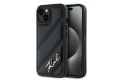 Telefon - Pokrowiec i etui - Karl Lagerfeld Diagonal Quilted Script case for iPhone 15 Plus / 14 Plus - black - 3666339252236
