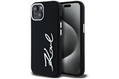 Telefon - Pokrowiec i etui - Karl Lagerfeld Silicone Metal Script Logo iPhone 15 Case - Black - 3666339253349